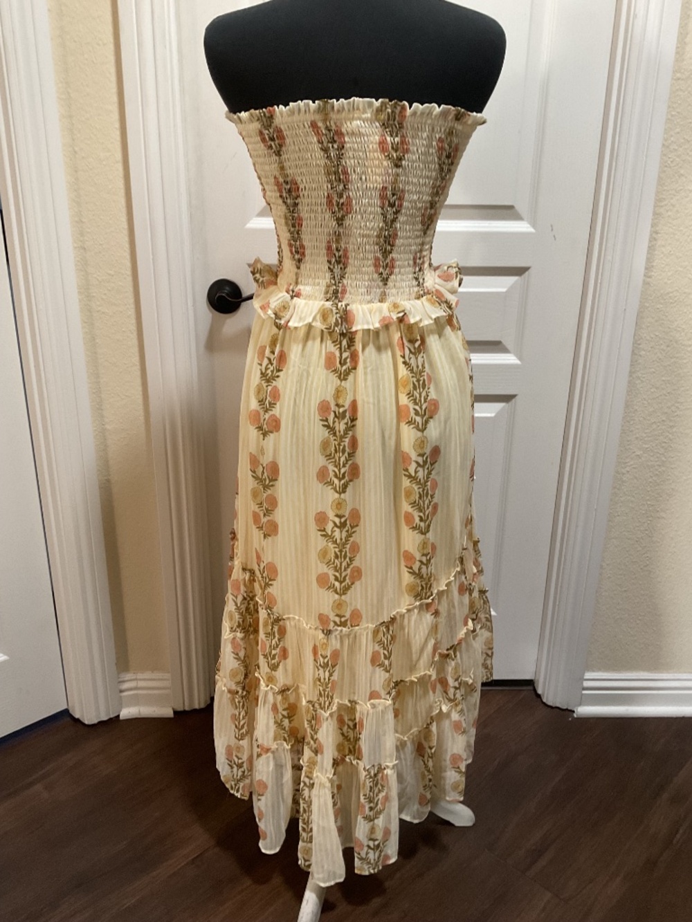 Free People Alejandra Midi Dress Cloud Combo Cream Floral Szm - Picture 6 of 9